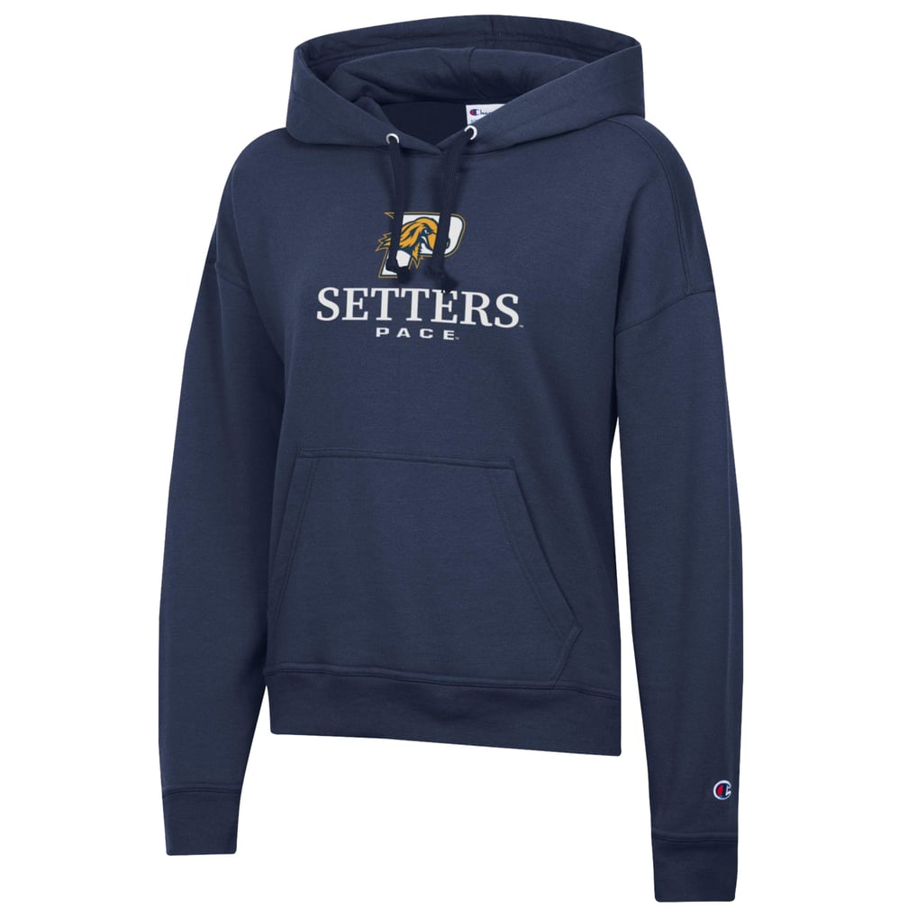  Pace University Setters Champion Women's Powerblend Fleece Pullover Hoodie - Navy